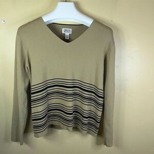 Chico's Design Women's Size Large (16-18) Striped V-Neck Pullover Sweater Preppy